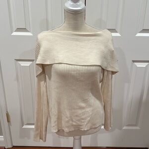 BANANA REPUBLIC Off-Shoulder Sweater Women's Size L color Cream
